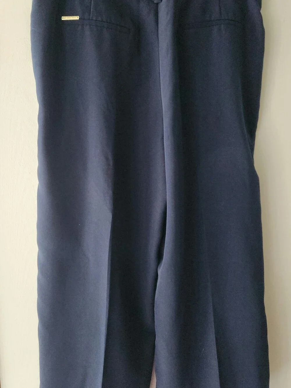 Michael Kors Ladies Navy Pleated Cropped Dress Capris Pants Sz Large EUC $27